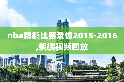 nba鹈鹕比赛录像2015-2016,鹈鹕视频回放